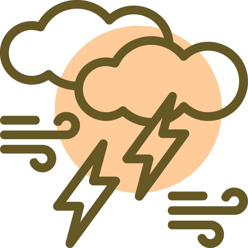 Thundercloud Linear Circle Icon vector