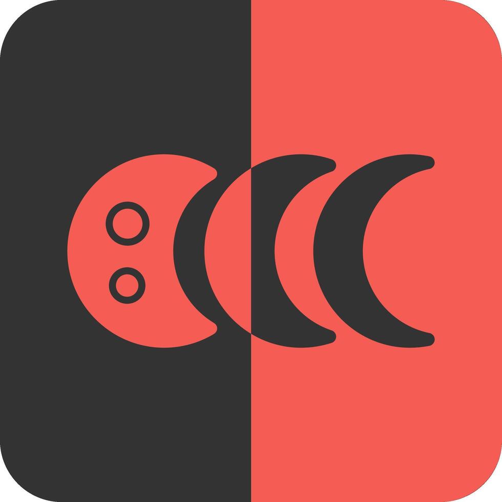 Luna etapas rojo inverso icono vector