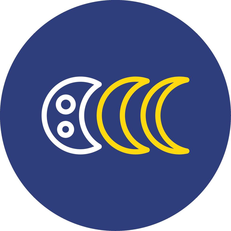 Moon phases Dual Line Circle Icon vector
