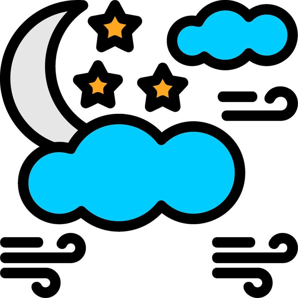 Starry night Line Filled Icon vector