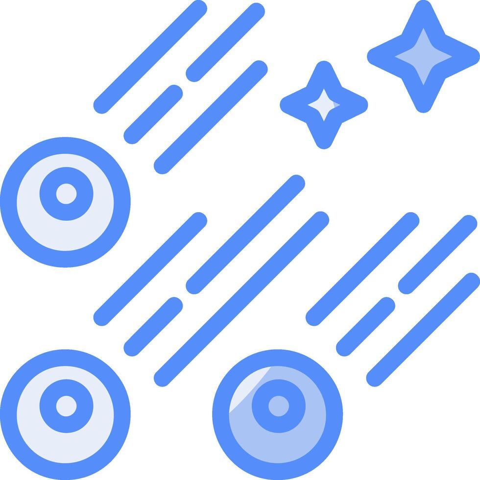 meteorito ducha línea lleno azul icono vector