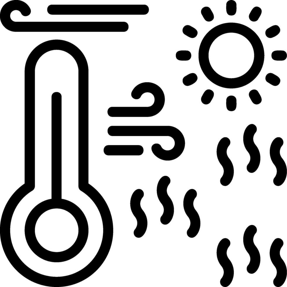 ola de calor línea icono vector