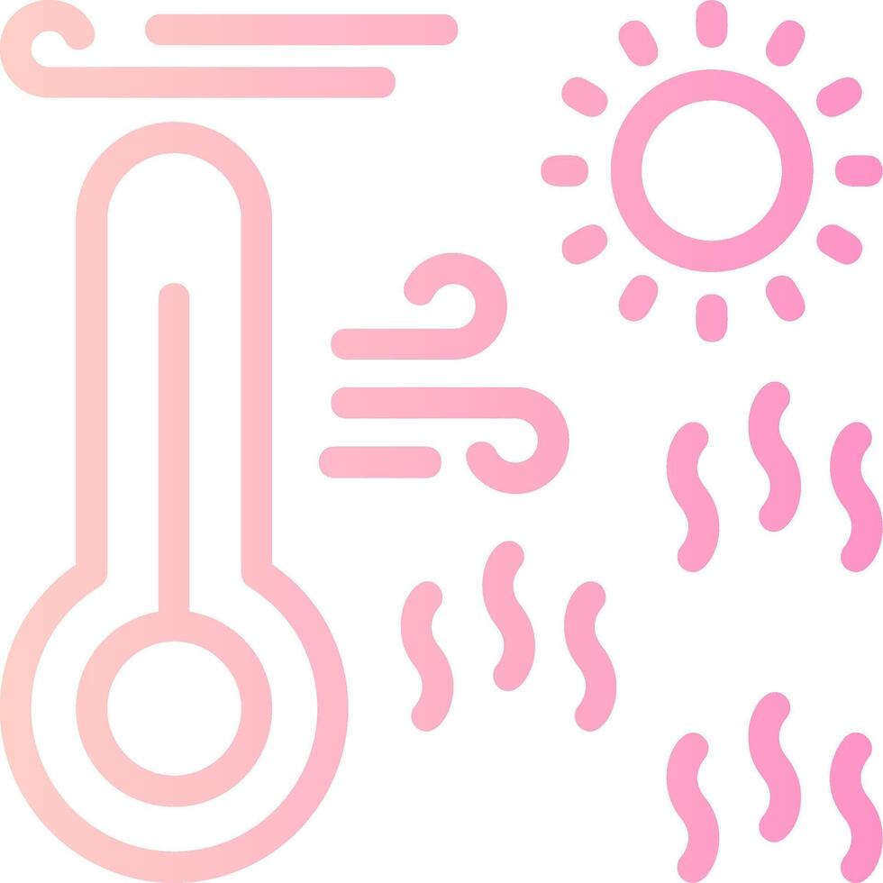 ola de calor lineal degradado icono vector