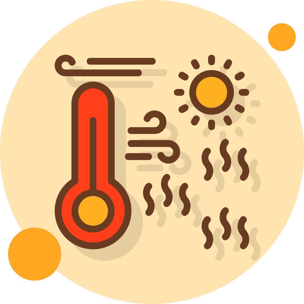 ola de calor lleno sombra circulo icono vector