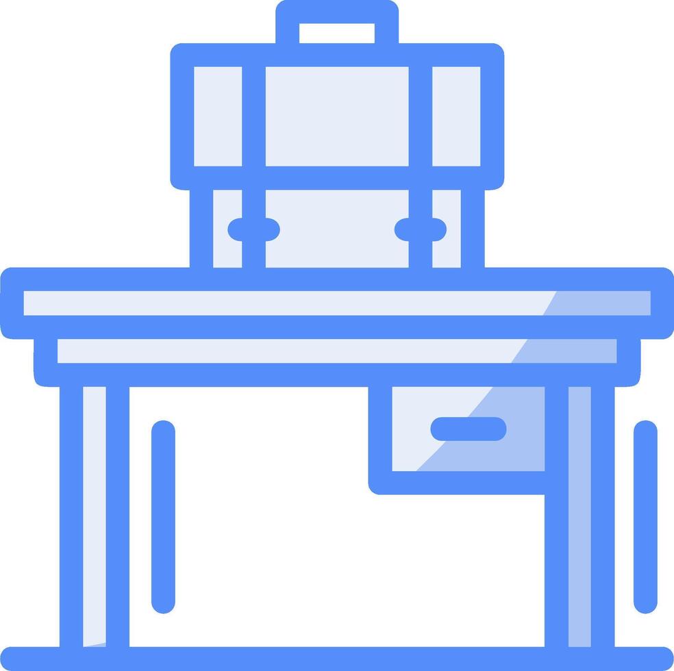 Desk Line Filled Blue Icon vector