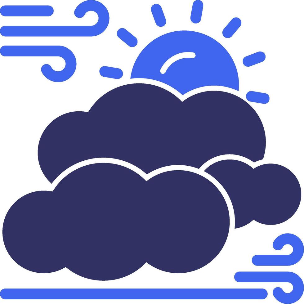 Sun and clouds Solid Two Color Icon vector