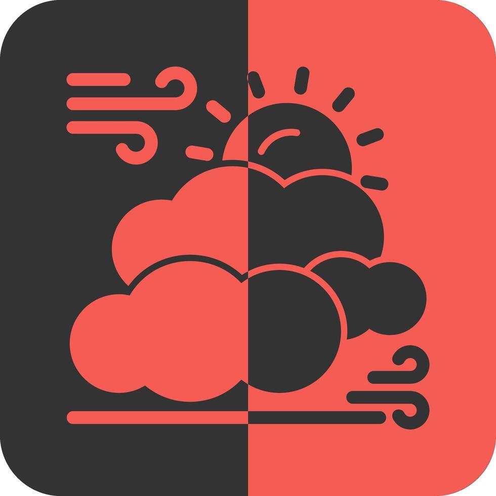 Sun and clouds Red Inverse Icon vector