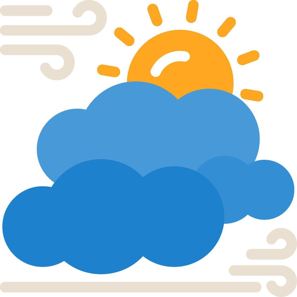 Sun and clouds Flat Icon vector