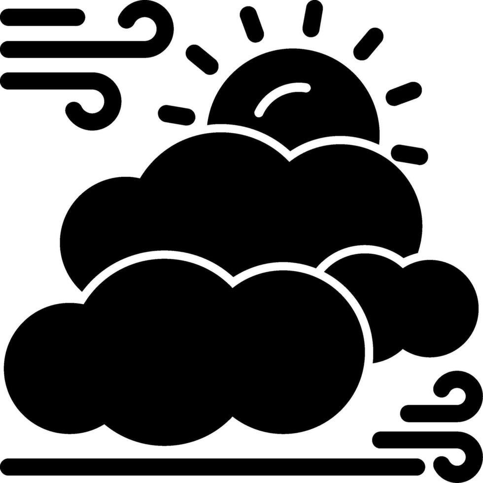 Sun and clouds Glyph Icon vector