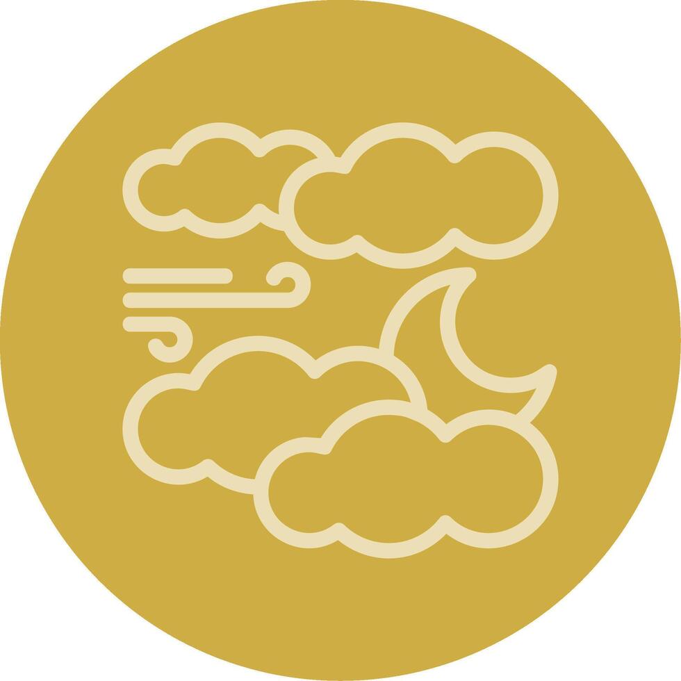 Moon and clouds Line Multi color Icon vector