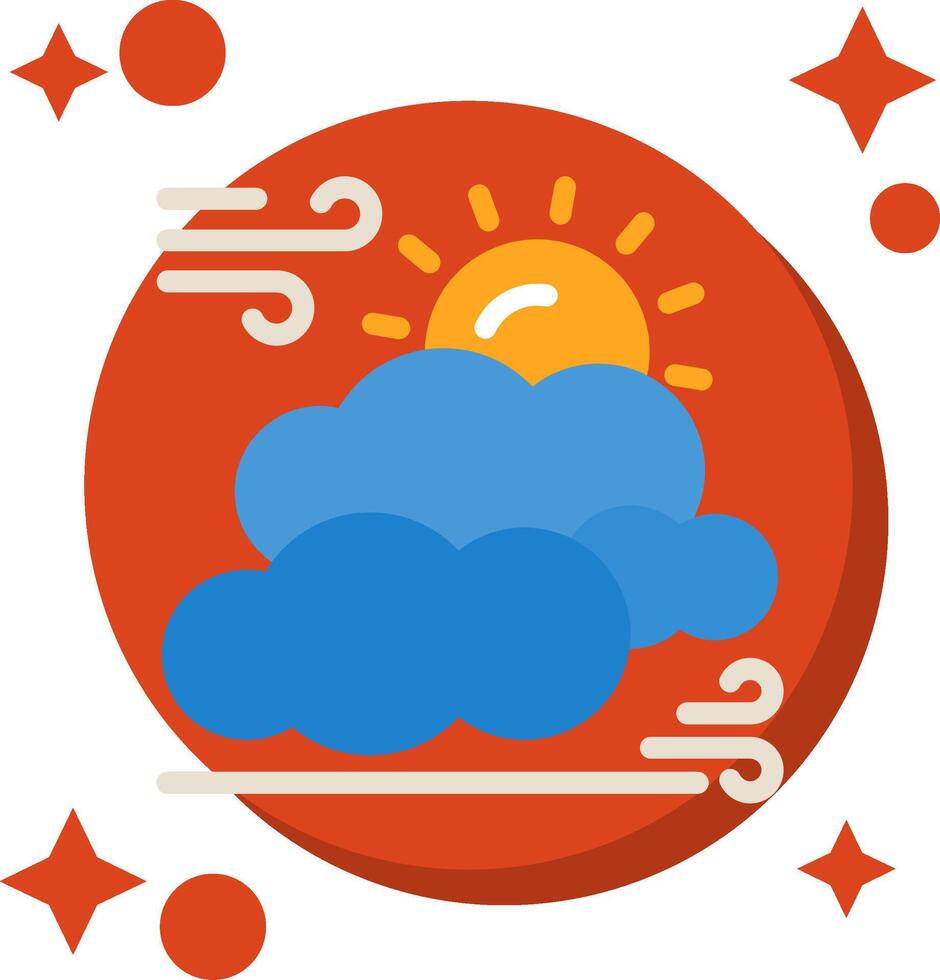 Sun and clouds Tailed Color Icon vector