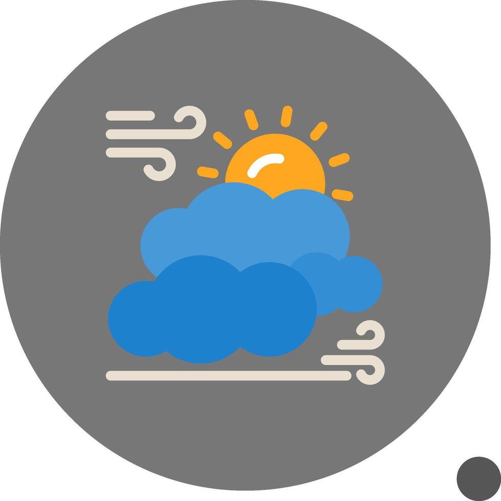 Sun and clouds Flat Shadow Icon vector