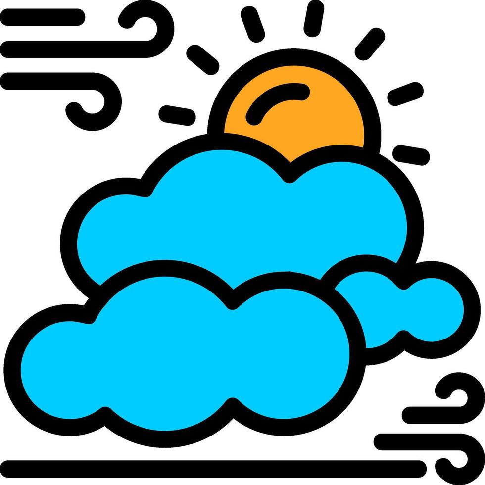 Sun and clouds Line Filled Icon vector