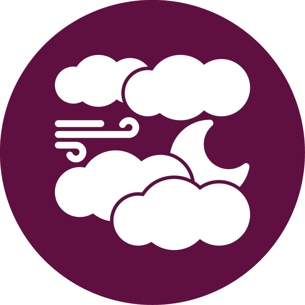 Moon and clouds Glyph Circle Icon vector