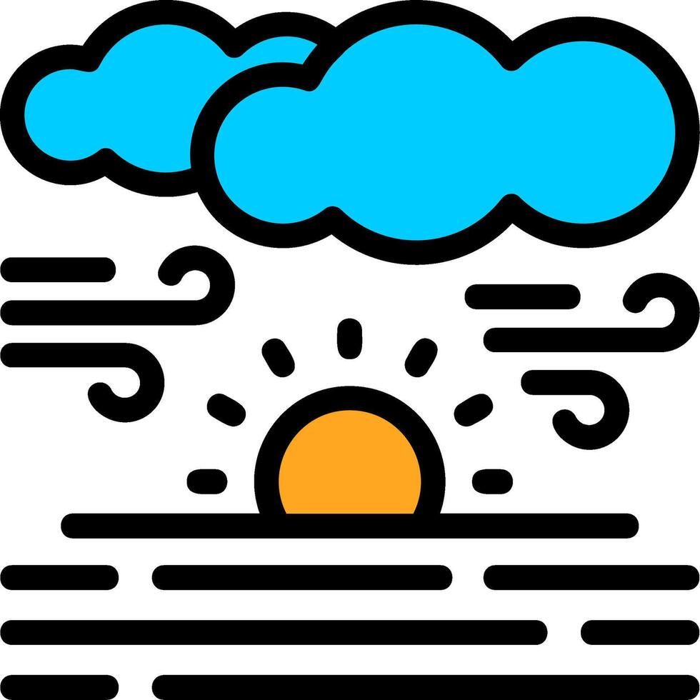 Sunrise over water Line Filled Icon vector