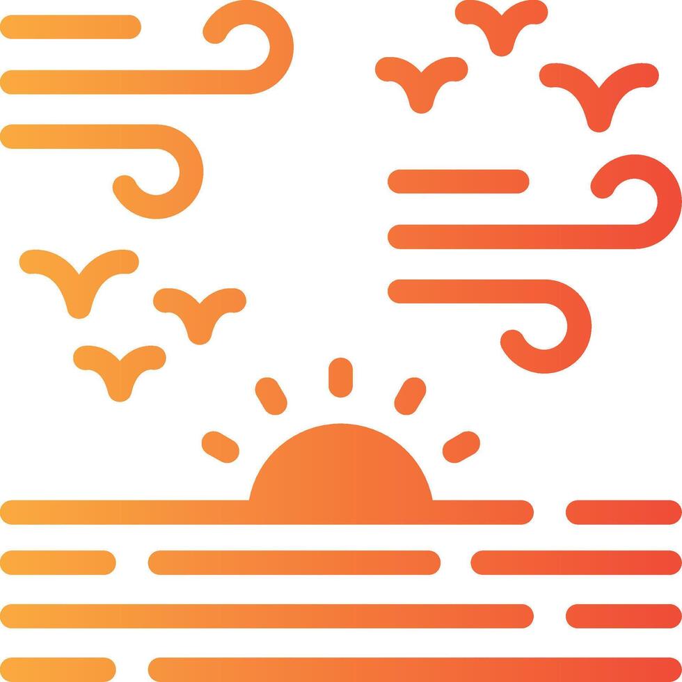 puesta de sol terminado agua sólido multi degradado icono vector