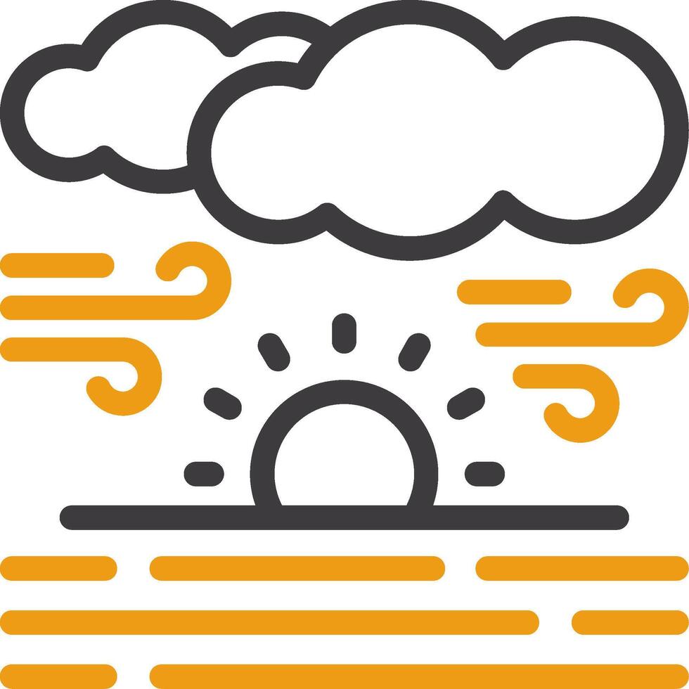 Sunrise over water Line Two Color Icon vector
