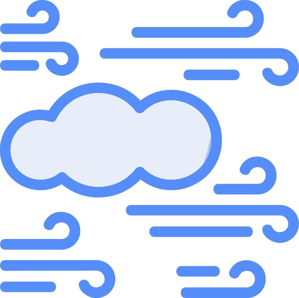 Windy day Line Filled Blue Icon vector
