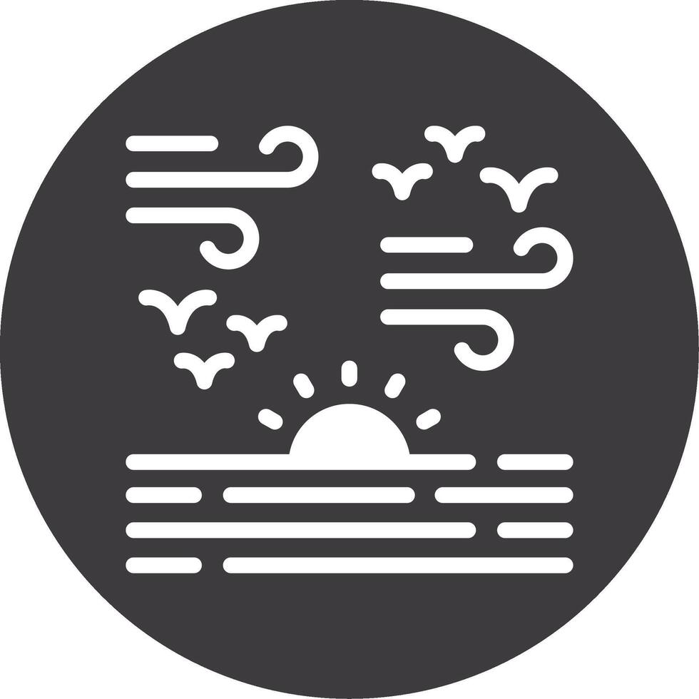 Sunset over water Glyph Circle Icon vector