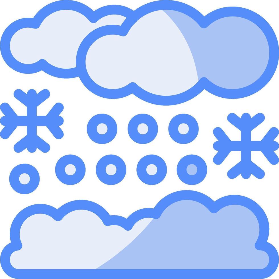 Nevado día línea lleno azul icono vector