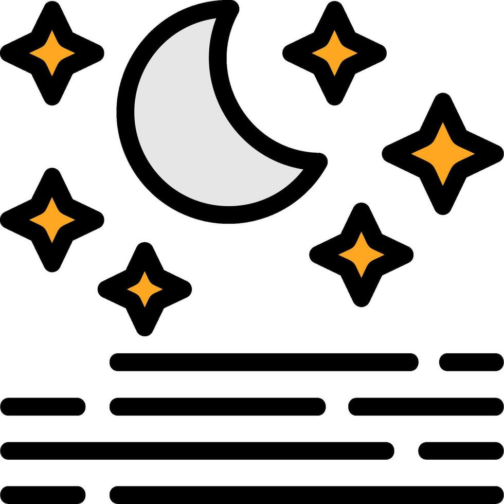 Clear night sky Line Filled Icon vector
