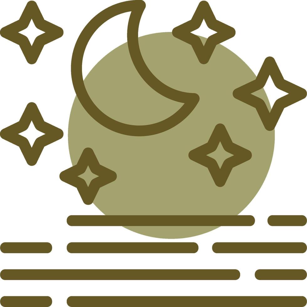 Clear night sky Linear Circle Icon vector