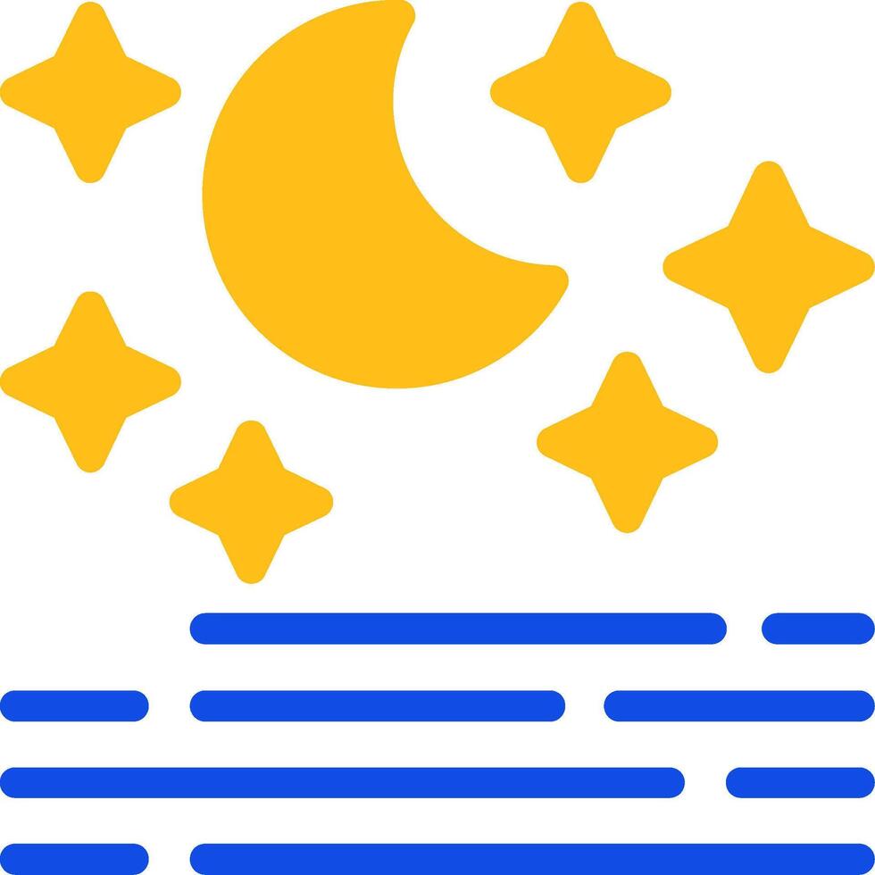 Clear night sky Flat Two Color Icon vector