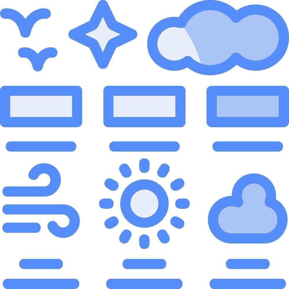 clima pronóstico línea lleno azul icono vector