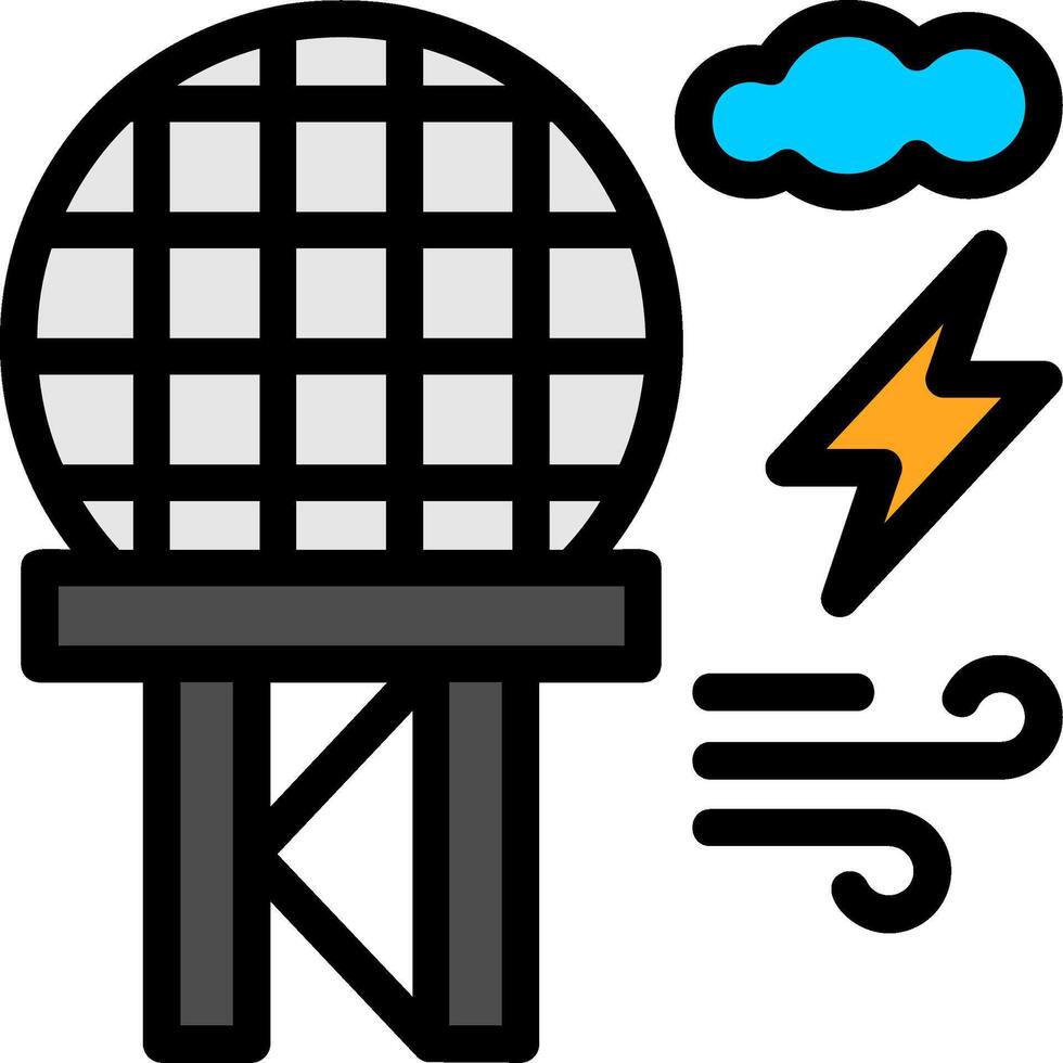 Doppler Radar línea lleno icono vector