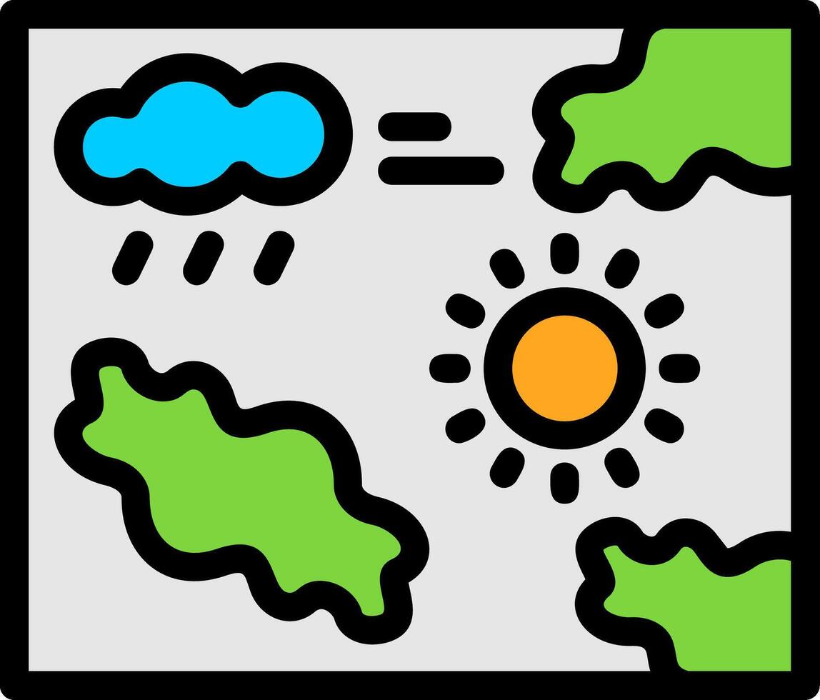 Weather map Line Filled Icon vector