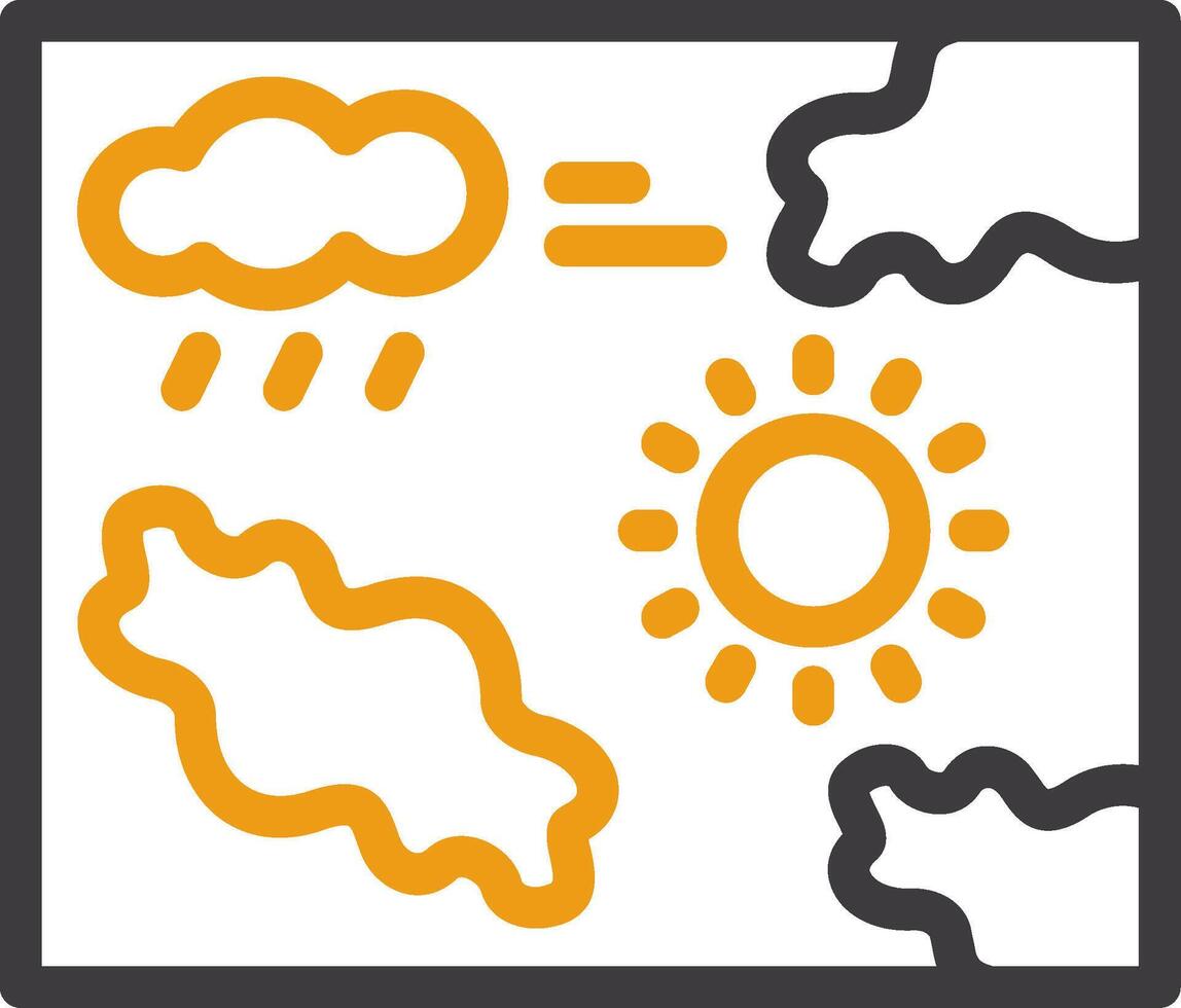 clima mapa línea dos color icono vector