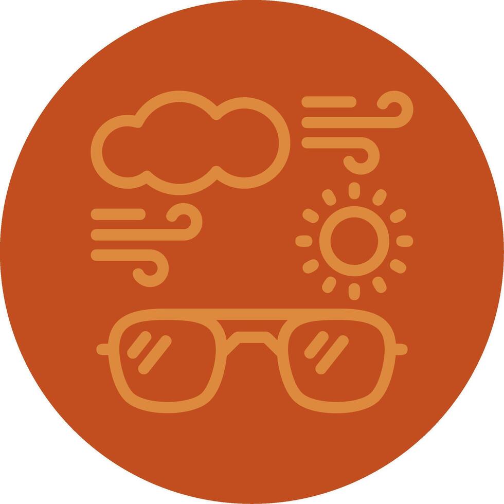 Sun with sunglasses Line Multi color Icon vector