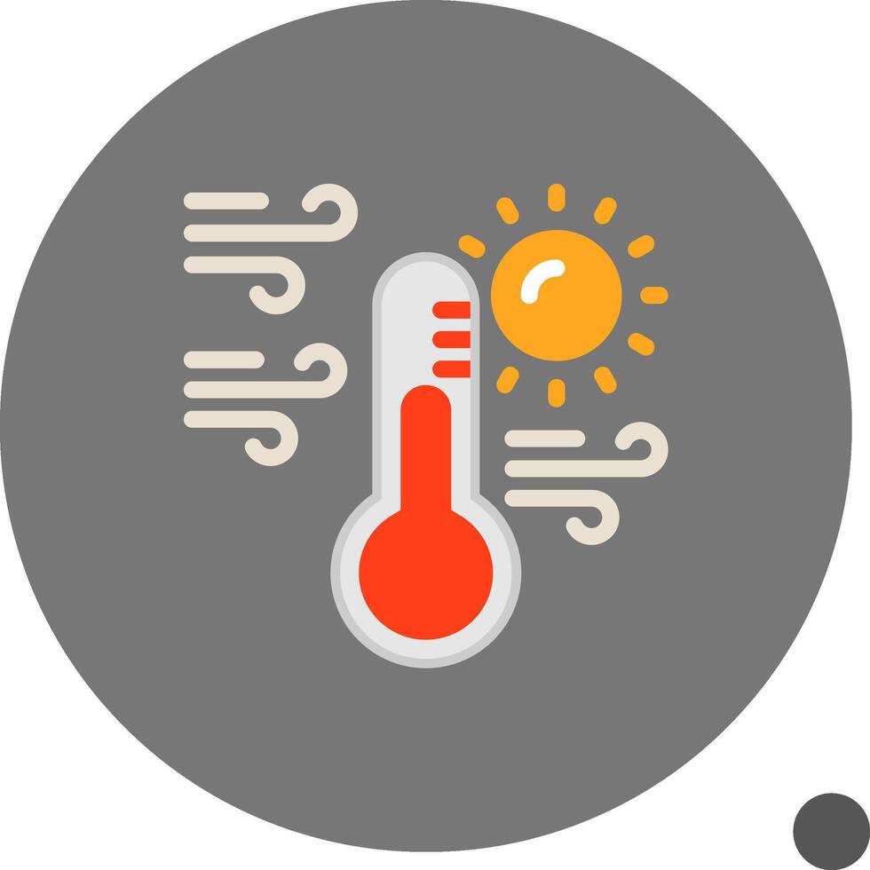 Sun with thermometer Flat Shadow Icon vector