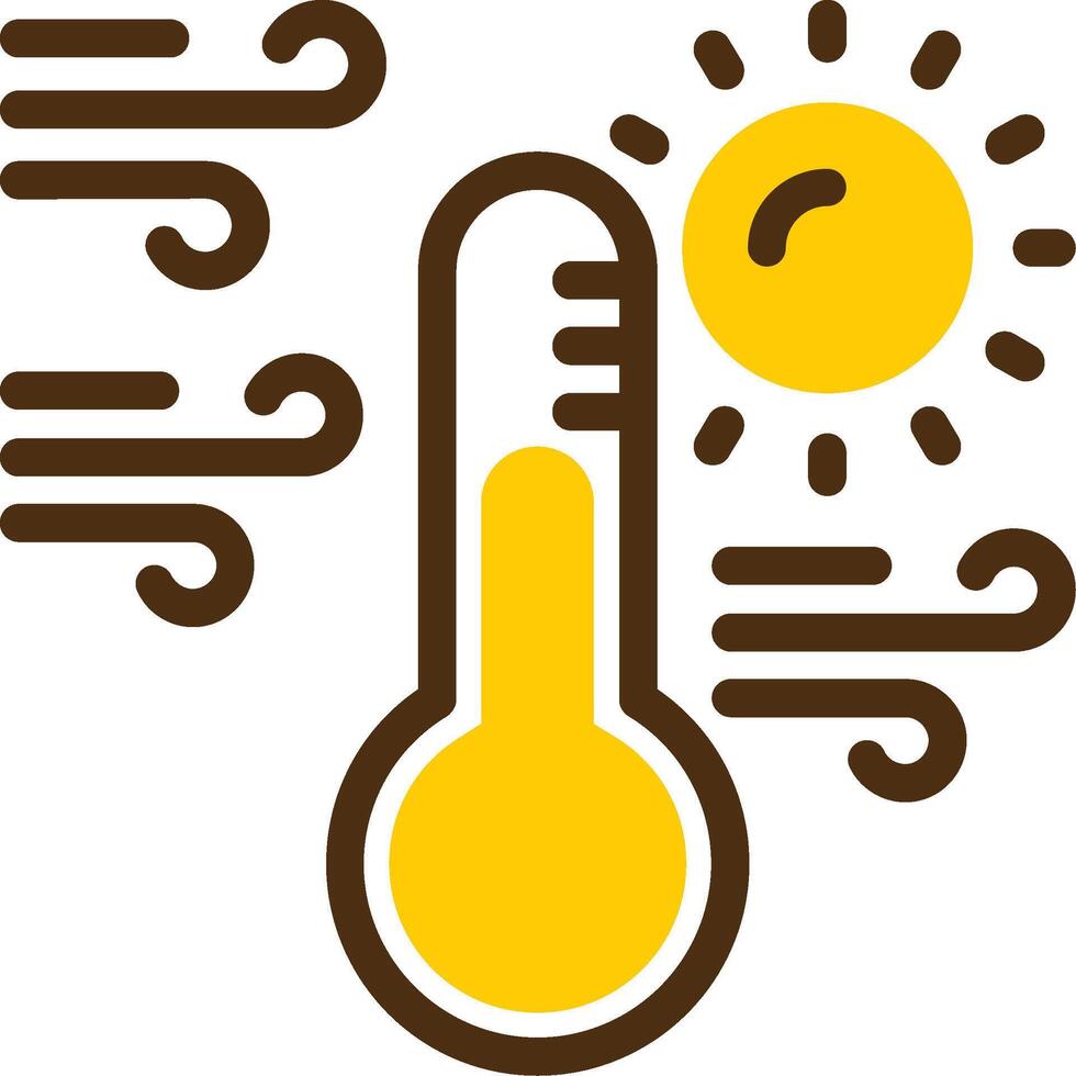 Sun with thermometer Yellow Lieanr Circle Icon vector
