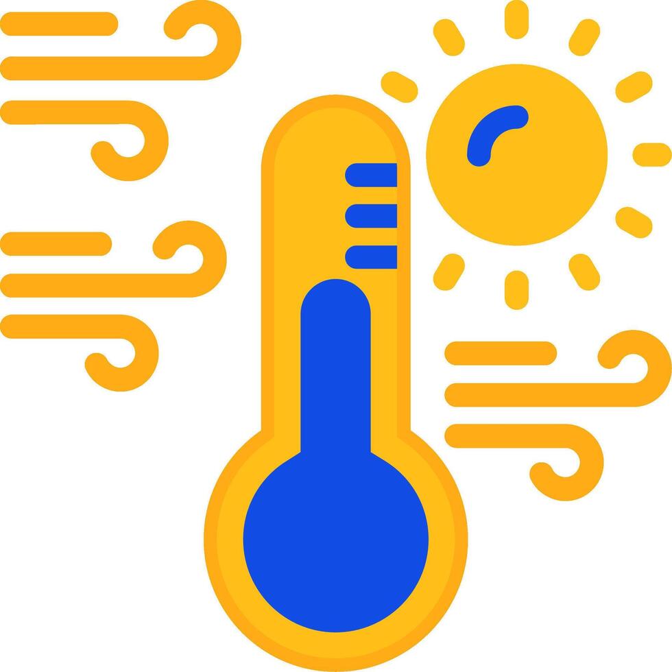 Sun with thermometer Flat Two Color Icon vector