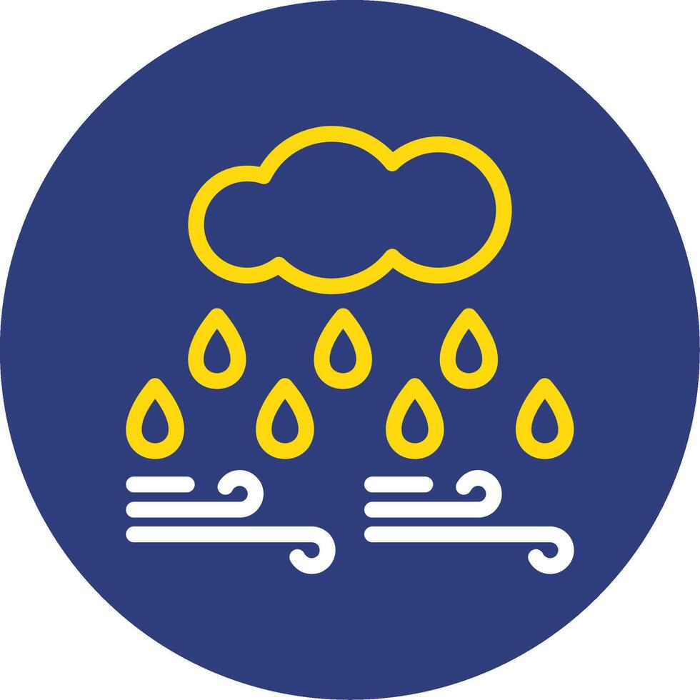 Cloud with raindrop Dual Line Circle Icon vector