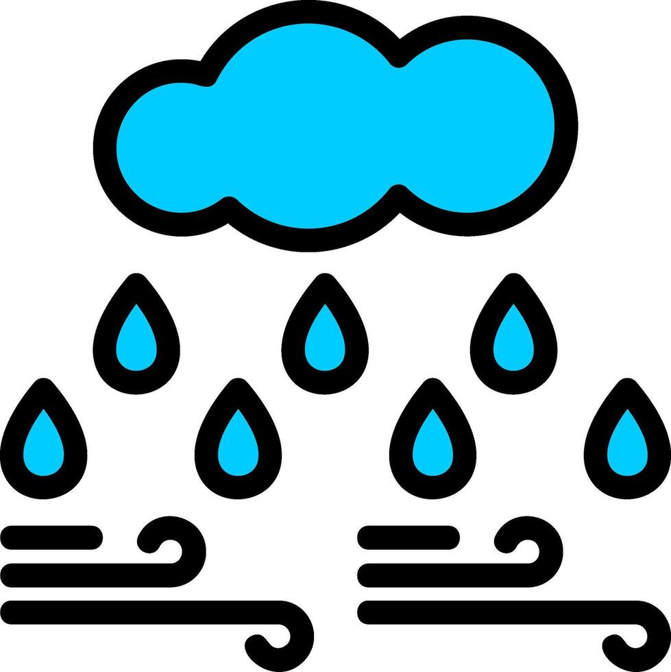 Cloud with raindrop Line Filled Icon vector