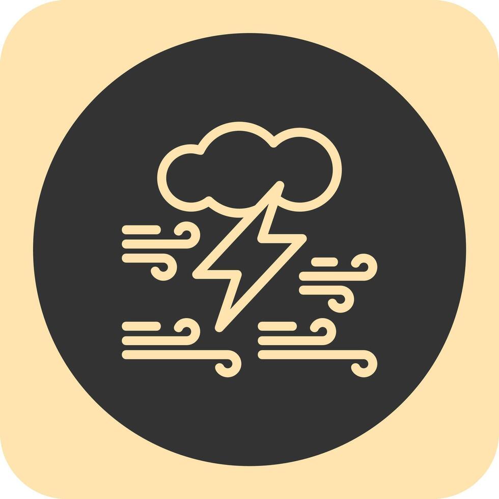 Cloud with thunderbolt Linear Round Icon vector