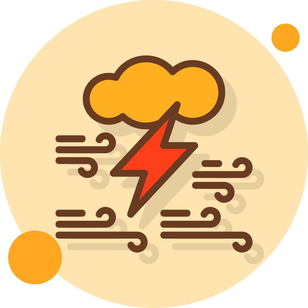 Cloud with thunderbolt Filled Shadow Circle Icon vector