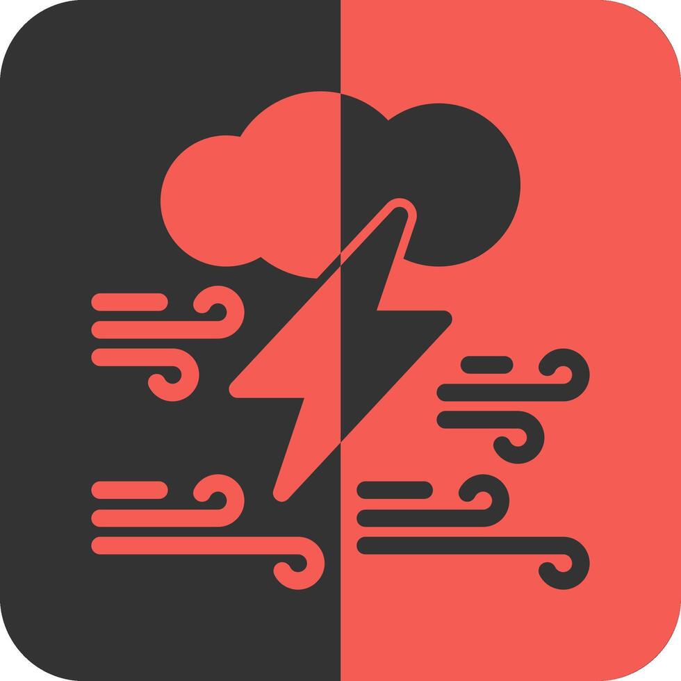 Cloud with thunderbolt Red Inverse Icon vector