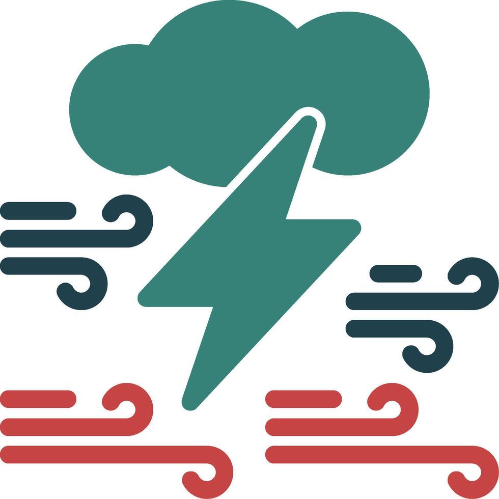 Cloud with thunderbolt Glyph Two Color Icon vector