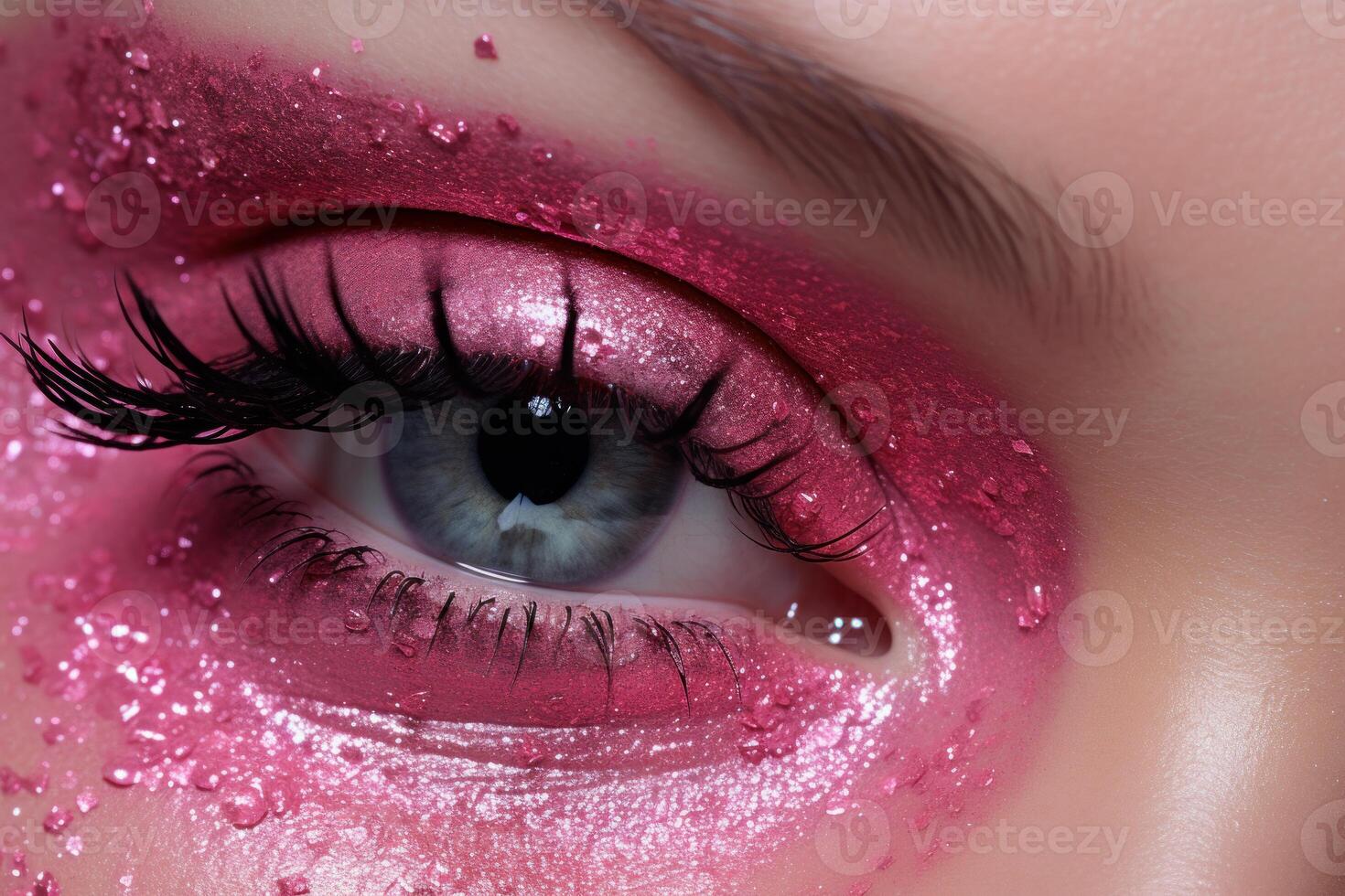 AI generated Vibrant Model girl pink glitter. Generate Ai photo
