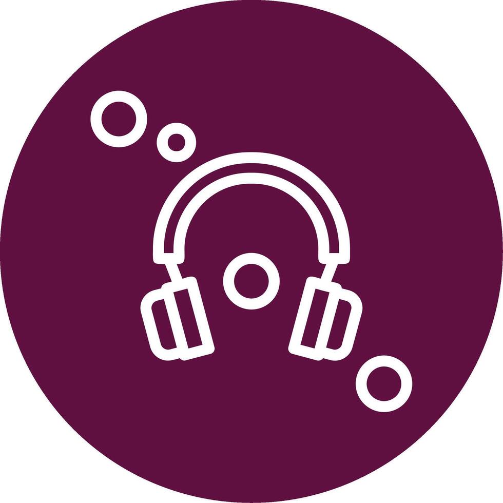 Headphones Outline Circle Icon vector
