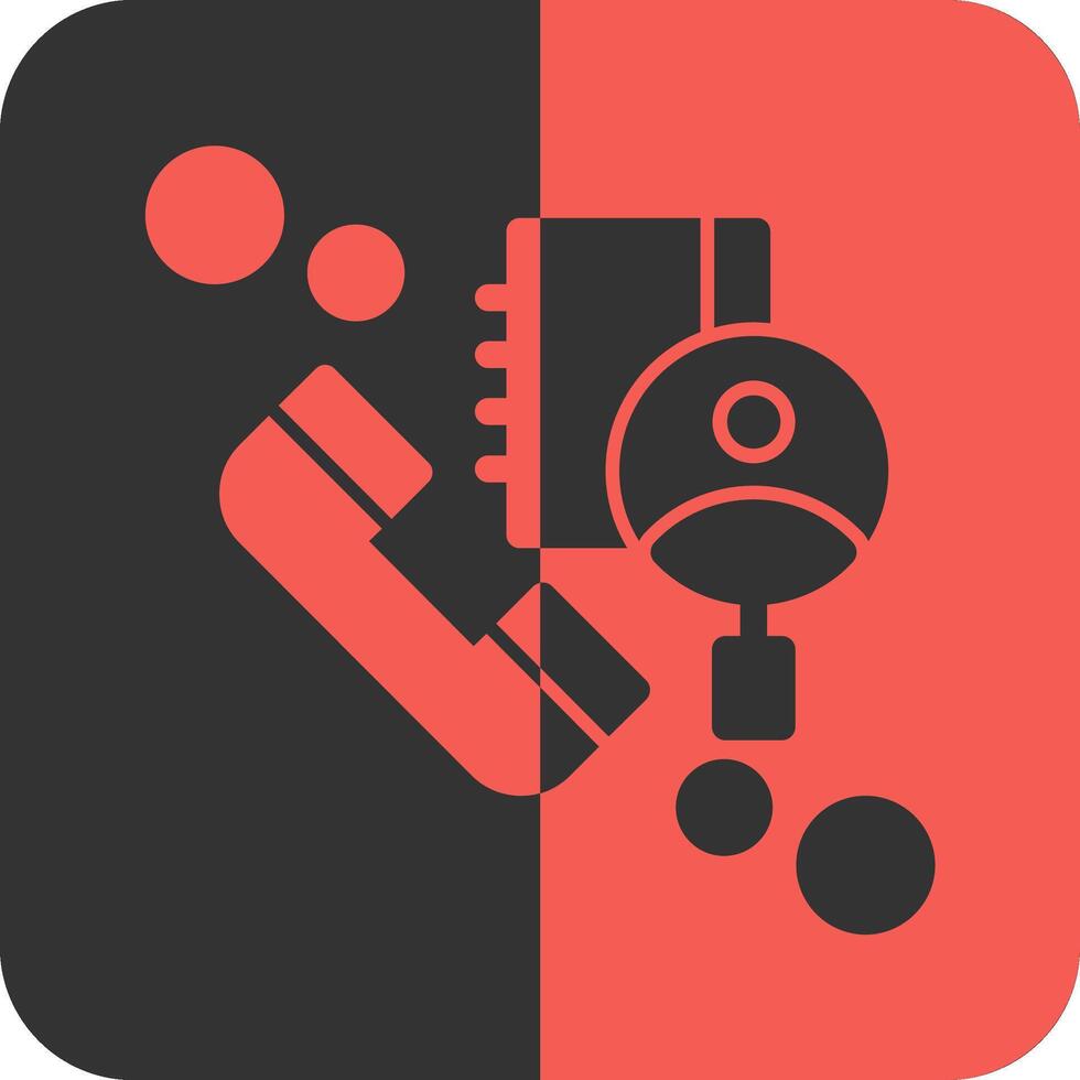 contacto buscar rojo inverso icono vector