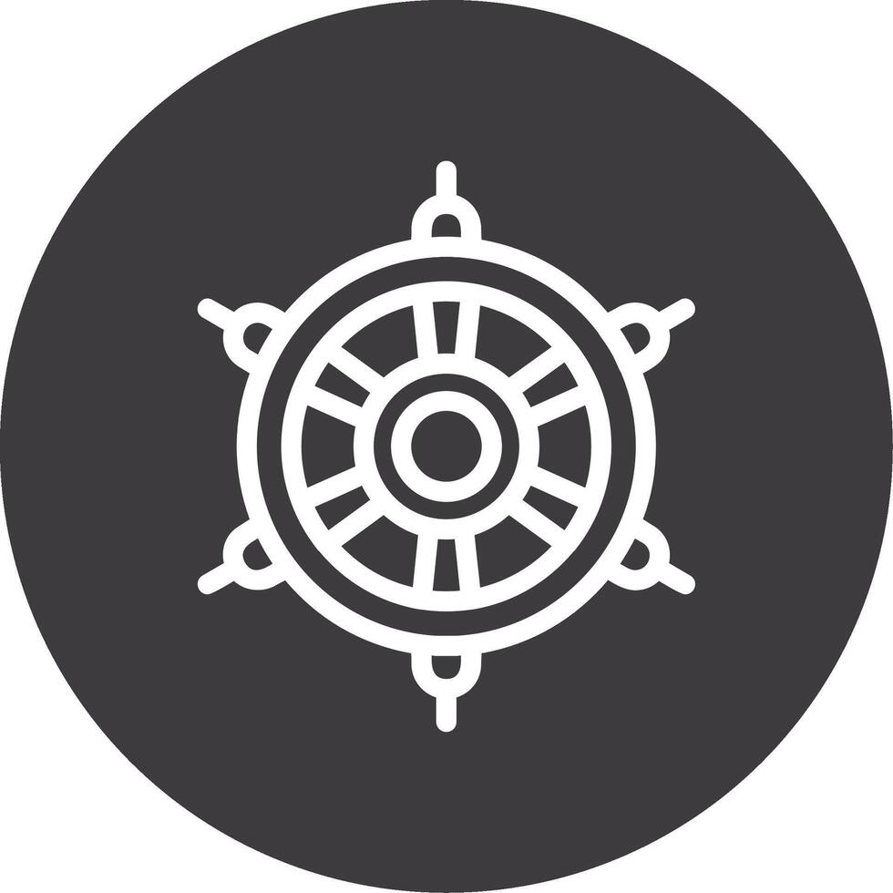 Nautical wheel Outline Circle Icon vector