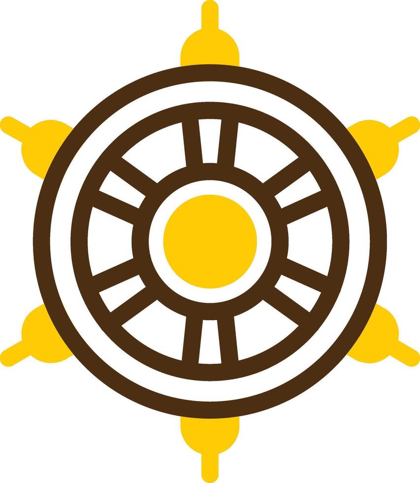 Nautical wheel Yellow Lieanr Circle Icon vector