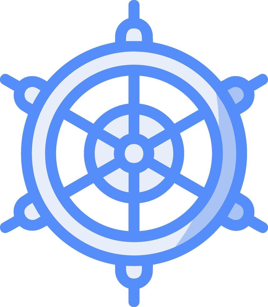 Ship-s wheel Line Filled Blue Icon vector