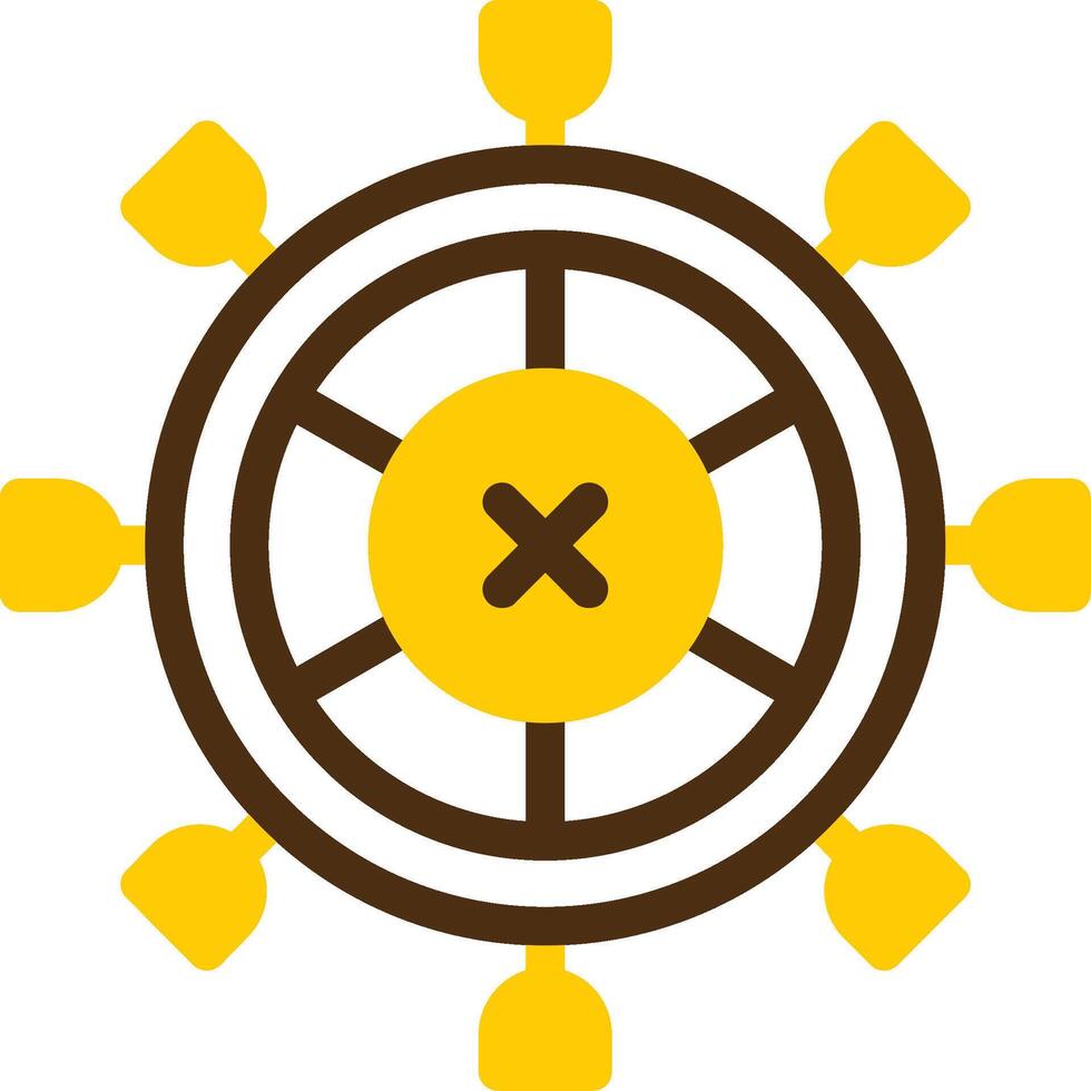 timón amarillo mentir circulo icono vector