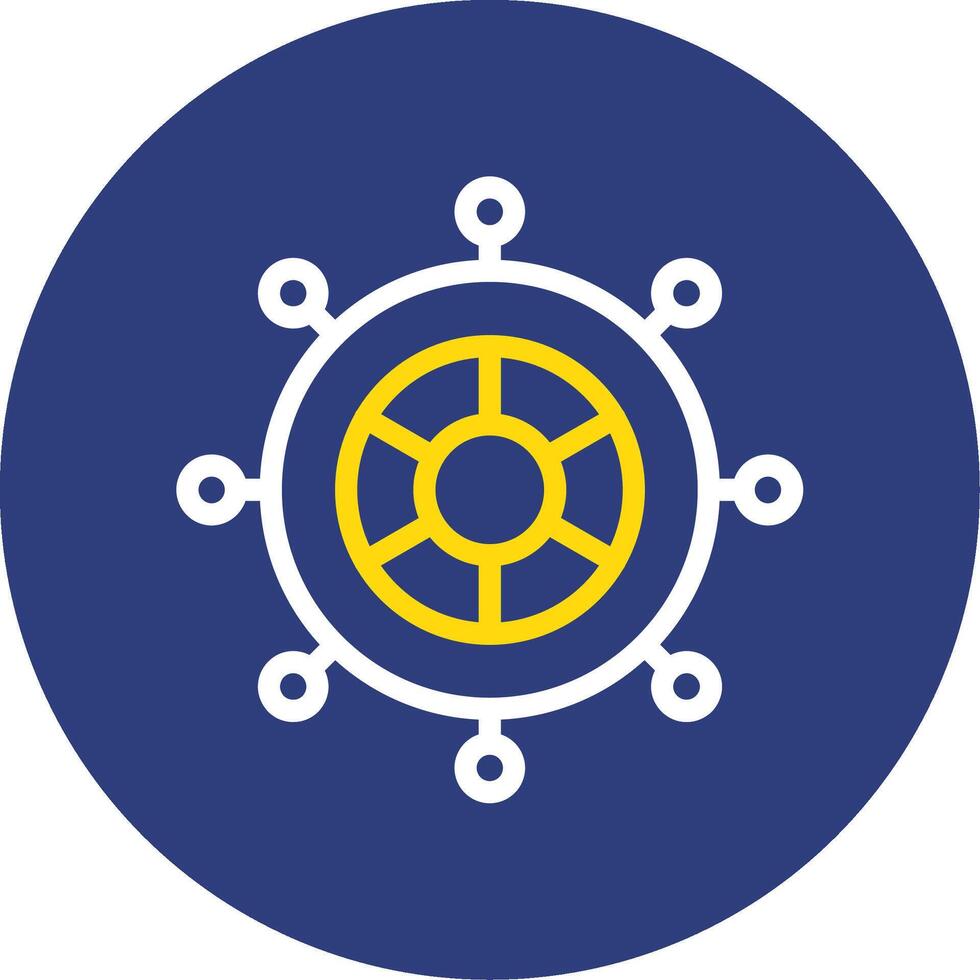 Rudder Dual Line Circle Icon vector