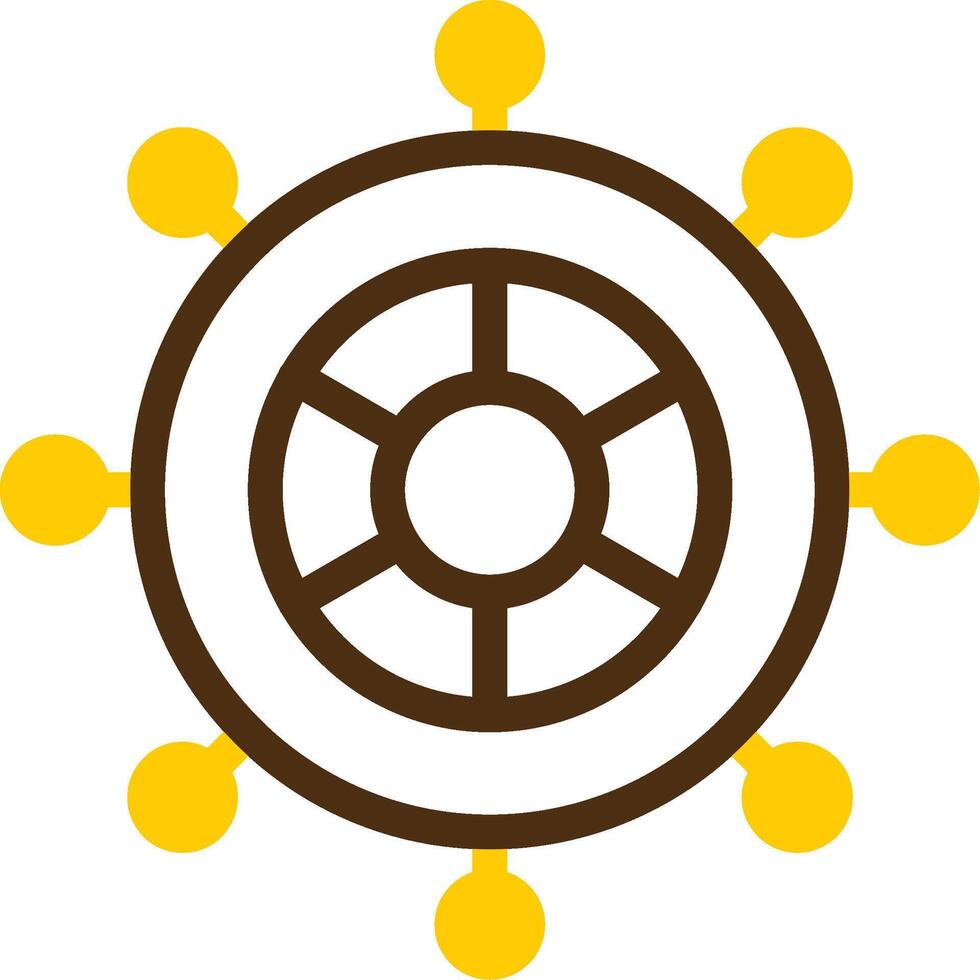 Rudder Yellow Lieanr Circle Icon vector